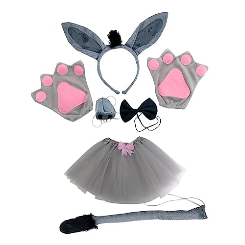 Beavorty 1 Satz Ohren Stirnband Eselsschwanz-requisiten Halloween-partyzubehör Stirnband Mit Eselsohren Krawatte Geflochtenes Stirnband Baby Nase Mausohr Tuch Kleine Tiere Kleidungsset von Beavorty