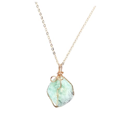 Beavorty Halskette mit Kristallanhänger Halskette Schmuck Halskette mit Steinanhänger Charms Halskette Schmuckanhänger Anhänger aus natürlichem Kristall Naturstein (Kristall) Grün von Beavorty