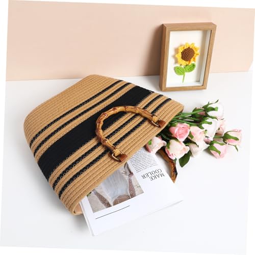 Beavorty Handgefertigte Geflochtene Strandtasche Damen Leichte Sommer Tote Bag aus Stroh Tragbare Handtasche für Freizeit Urlaub und Strandkorb Modische Korb Schultertasche von Beavorty