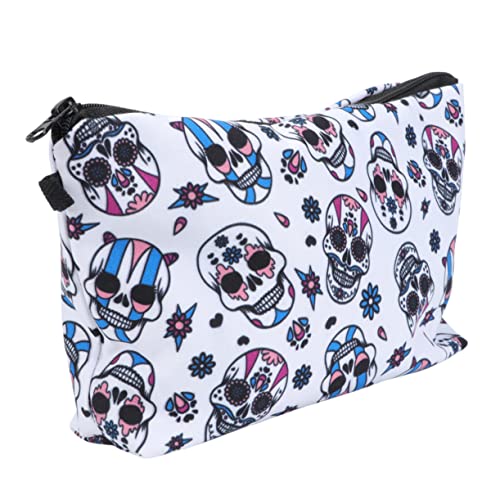 Beavorty Halloween Totenkopf 3D-Druck Kosmetiktasche Kupplung Damen Multifunktions-Aufbewahrungstasche Schmuckhalter aus Stoff kleine Tasche aus Leder Make-up-Taschen Seesäcke für unterwegs von Beavorty