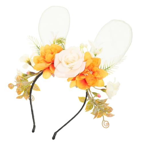 Beavorty Hasenohr Stirnband Osterhasenkostüm Hasenhaarreif kinder haargummis kinder haarschmuck Blumen-Hasen-Ohr-Stirnband florales Stirnband die Blumen künstliche schmücken Stoff von Beavorty