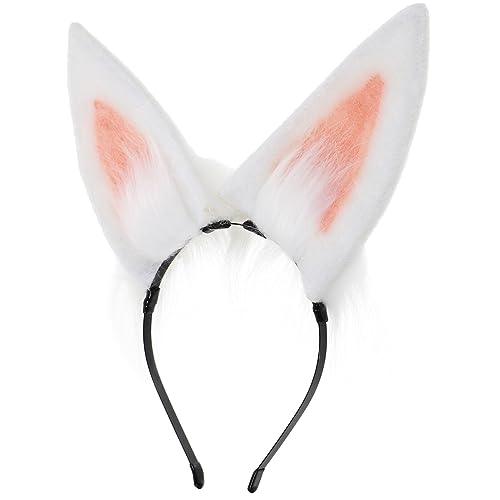 Beavorty Hasenohren-Stirnband Plüsch-Hasenohr-Haarreifen Flauschiges Tierohr-Haarband Halloween-Kostüm-Stirnband Party-Requisiten Haar-Accessoires Rosa von Beavorty