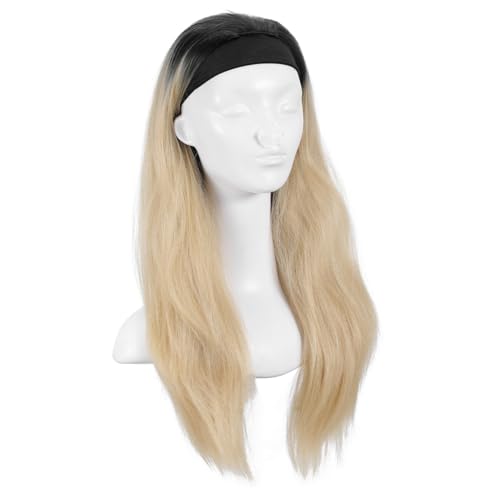 Beavorty Headband Wig für Damen Lange Gerade Synthetische Haare Leichter Angenehm zu Tragender Haarersatz mit Elastischem Kopfband Einfach Anzuwenden Pflegeleicht für Alltag Party Kostüm von Beavorty