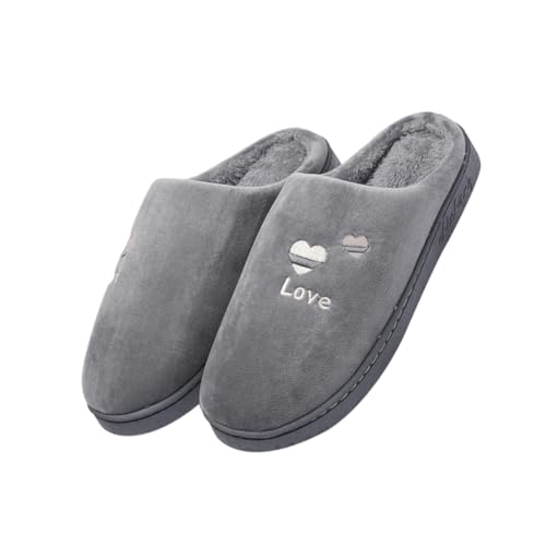 Beavorty Herren Hausschuhe Plüsch Pantoffeln Winter Warm Komfortabel Rutschfest Innenbereich Weiche Baumwolle Dunkelgrau von Beavorty