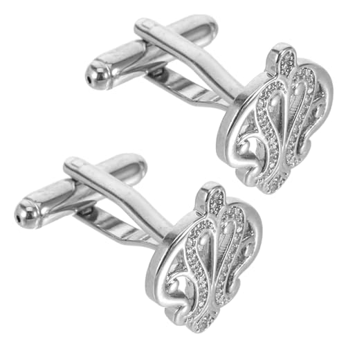 Beavorty Herren Manschettenknöpfe Krone mit Strass Silberne Kupferlegierung Einfaches Verschlusssystem Stilvolle Business-accessoires für Hochzeiten und Formelle Anlässe von Beavorty