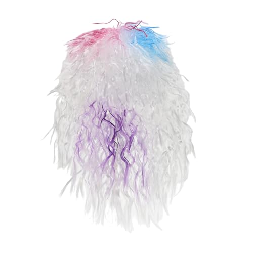 Beavorty Herren Rocker Perücke mit Langen Lockigen Stylische Synthetische Partyperücke für Cosplay Halloween Weiße Punk Frisur für Besondere Anlässe Feiern von Beavorty