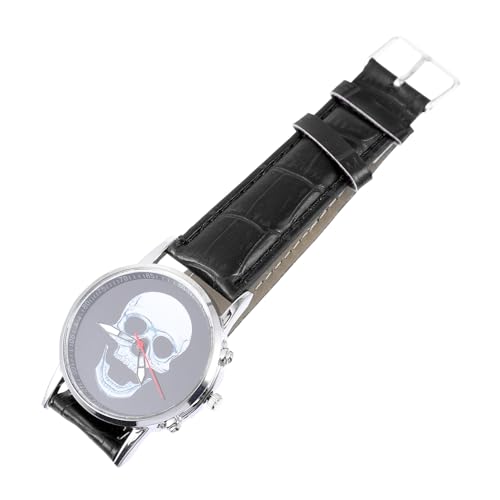 Beavorty Herren Skull Uhr Halloween Quartz Uhr Leicht Tragbar Modisch Elegant Horrormuster Armbanduhr Für Party Cosplay von Beavorty