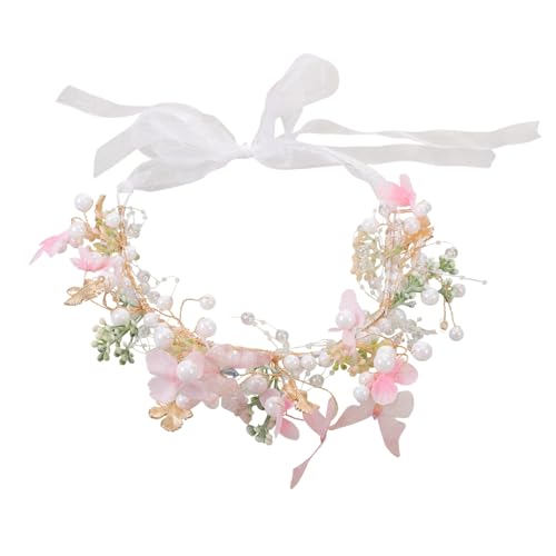 Beavorty Blumenstirnband Mit Schmetterlingselementen Verstellbar Für Hochzeiten Und Feierliche Anlässe Aus Kunstblumen Und Perlen Leichtgewichtig Und Komfortabel von Beavorty
