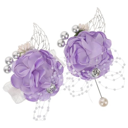 Beavorty Hochzeits-blumen-set mit Handgelenk Corsage und Boutonniere Künstliche Braut Ansteckblume Leichtes Design für Braut Bräutigam Brautjungfern Komfortabel für Zeremonien und Feiern von Beavorty