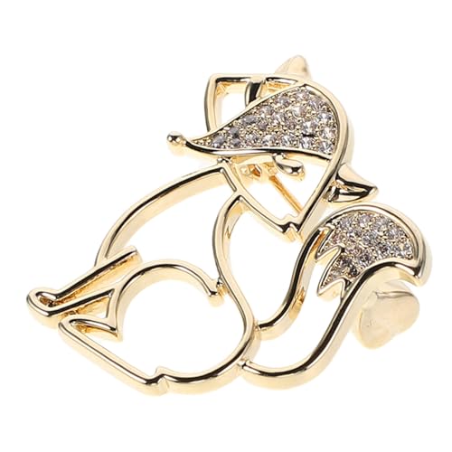 Beavorty Hohle Fuchs-brosche aus Kupfer mit Strassbesatz Stilvolle Vintage Tier-anstecknadel für Damen Modischer Cardigan Schal-clip Einzigartiger Schmuck für Alltag und Besondere Anlässe von Beavorty
