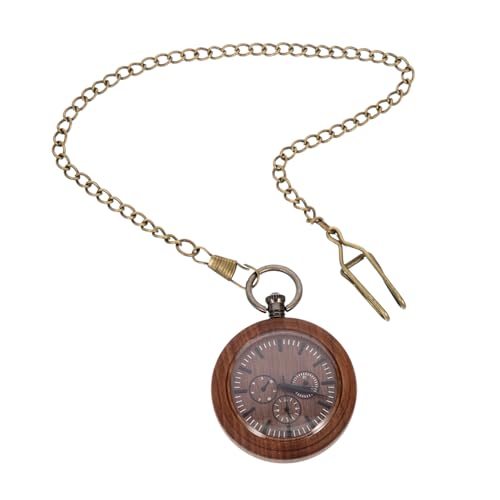Beavorty Holz Taschenuhr Mit Kette Zum Aufhängen Retro-Stil Für Herren Dekorative Hängeuhr Mit Batteriewerk Langlebig Und Elegant von Beavorty