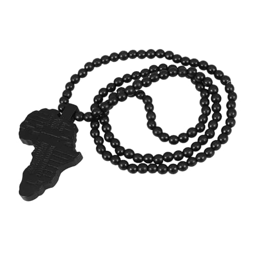Beavorty Holzkette Holzperlenkette Anhänger Holz Hölzerne Perlenkette Schwarz Bambus von Beavorty