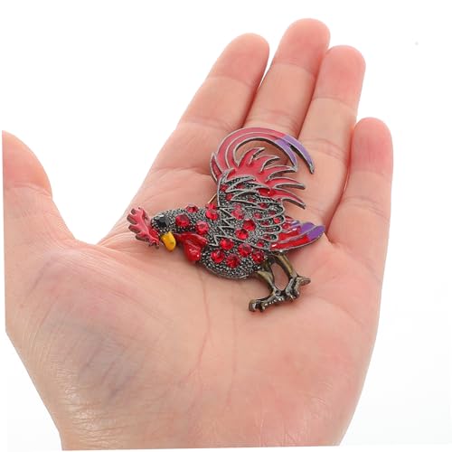 Beavorty Hübsche Hahn Brosche für Damen Langlebige mit Funkelnden Strasssteinen Kreative Anstecknadel für Kleider und Accessoires Eleganter Schmuck für Besondere Anlässe von Beavorty