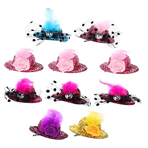 Beavorty 10 Stück Hut Haar Clips Haarspangen Für Partys Hochzeiten Maskeraden Kinder Haarschmuck Mit Glanz Und Federn Haaraccessoires Für Mädchen von Beavorty