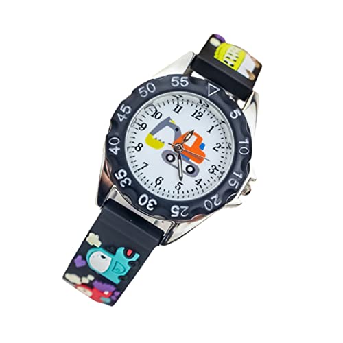Beavorty Junge Mädchen Cartoon Uhr Mit Baggermuster Ziffernblatt Design Armband Aus Hochwertigem Material Für Junge Mädchen Zum Lernen Der Uhrzeit von Beavorty