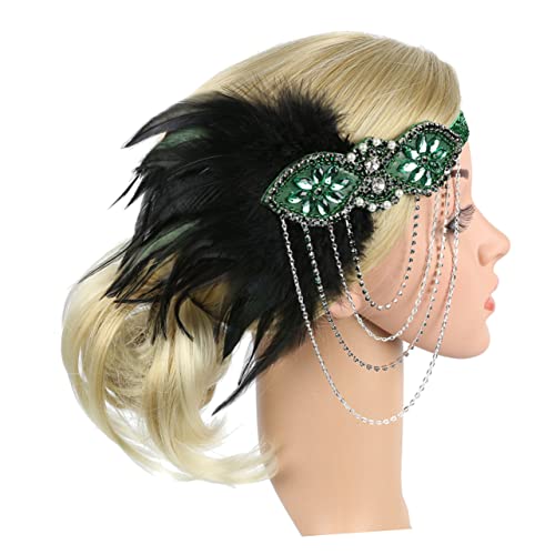 Beavorty Gatsby-kopfbedeckung Kopfbedeckung Aus Den 1920er Jahren Flapper-stirnband Partyzubehör Der 20er Jahre Kostüm Gatsby Frauen Damen-stirnband 1920er Stirnband Braut Kleidung Diamant von Beavorty