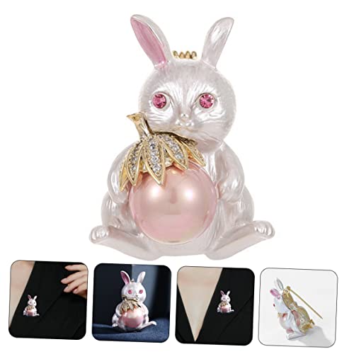 Beavorty Kaninchen Brosche mit Perlen Dekorative Anstecknadel für Kleidung Strickjacken und Schals Niedliches Accessoire für Frauen Sicherer Verschluss für Ostern und Valentinstag von Beavorty