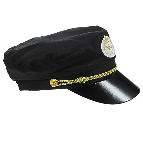 Beavorty Kapitänsmütze Schwarz Baumwolle Segler Kostüm Mütze für Outdoor Bootfahren Karneval Cosplay Party Zubehör von Beavorty