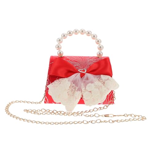 Beavorty Tasche Zum Chinesischen Neujahr Mit Perlen-Accessoires Und Schleife Chinesische Schlangengeldtasche Glücksgeldtasche Und Rote Umschläge Zum Frühlingsfest von Beavorty