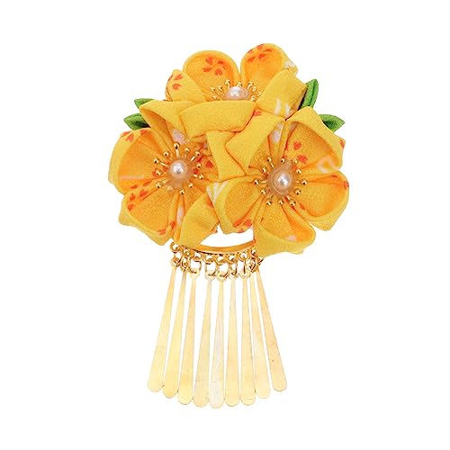 Blumenhaarspangen Für Frauen Kimono-blumen-haarspange Haarnadeln Kimono-kirschhaarnadel Haarspange Mit Gelber Asiatische Haaraccessoires Haarquaste Hanfu China Mädchen Braut von Beavorty