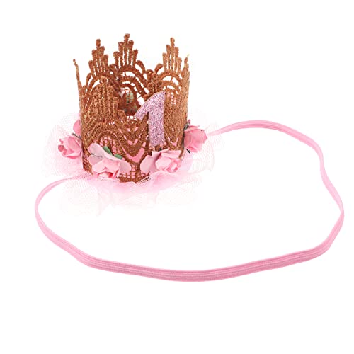 Beavorty Kindergeburtstag Stirnband Erster Geburtstag Hüte Baby Mädchen Haarschmuck Babyparty-kronen Baby-blumen-spitzen-stirnband Babygeburtstag Geburtstags-outfit Stoff Kleine Neugeboren von Beavorty