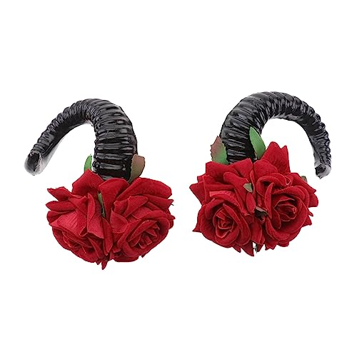 Beavorty Kinder Halloween Haar Clips Rose Horn Haarnadel Set Simulation Party Leistung Zubehör von Beavorty