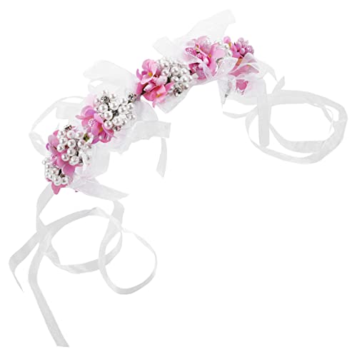 Beavorty Tiara Für Kinder Haarschmuck Für Blumenmädchen Zur Hochzeit Blumenperlen-stirnband Für Blumengirlandenkrone Blumenstirnband Für Mädchen Braut Stirnband Kristall Kranz Laufsteg von Beavorty