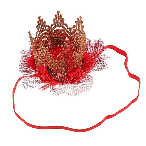 Beavorty Kindergeburtstag Stirnband Baby Tiara 1 Geburtstags-stirnband Erster Geburtstag Hüte Neugeborene 1 Jahr Geburtstagsfeierhut Foto-requisiten Stoff Geschenk Spitzenblume Kleine von Beavorty