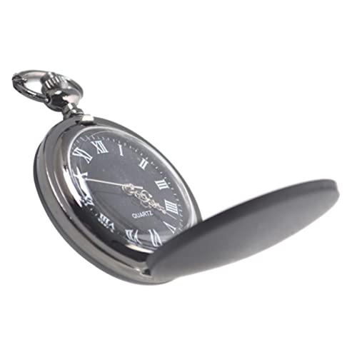 Beavorty Vintage Taschenuhr für Damen und Herren Tragbare Quarzuhr mit Kette Schwarz Mattierte Uhr Retro Design für Alltag und Besondere Anlässe von Beavorty