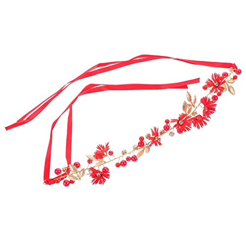 Beavorty Stirnband Blumenkopf Kranz Hochzeit Haarkranz Hochzeits-gesichtsschleier Hochzeit Kopfschmuck Hochzeit Haarband Tiara Blumen Haarkranz Kristall Blütenkopf Schleife Braut von Beavorty