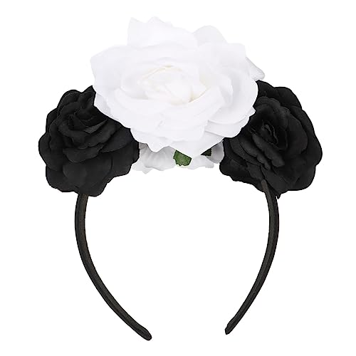 Beavorty Halloween-kopfschmuck Rosenblumen-stirnband Für Frauen Halloween-blumen-haarband Halloween-haarband Für Frauen Stirnband Mit Weißer Rose Plastik Krone Die Blumen Fräulein von Beavorty