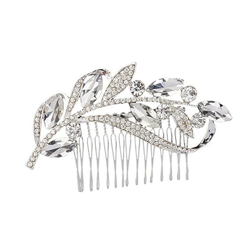 Beavorty Kopfschmuck aus Kristall Haarkamm mit Strass-Stirnband Tiara Haarnadel mit floralen Strasssteinen Braut Hochzeit Haarkamm Schiebeclip Pferdeauge Kopfbedeckung Haare hoch von Beavorty