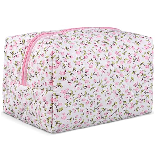 Beavorty Kosmetiktasche Für Damen Make-up-Organizer Mit Reißverschluss Reise-Make-up-Tasche Aus Kulturbeutel Mit Floralen Mustern Tamponhalter Und Periodenbeutel Integriert Stauraum Für von Beavorty