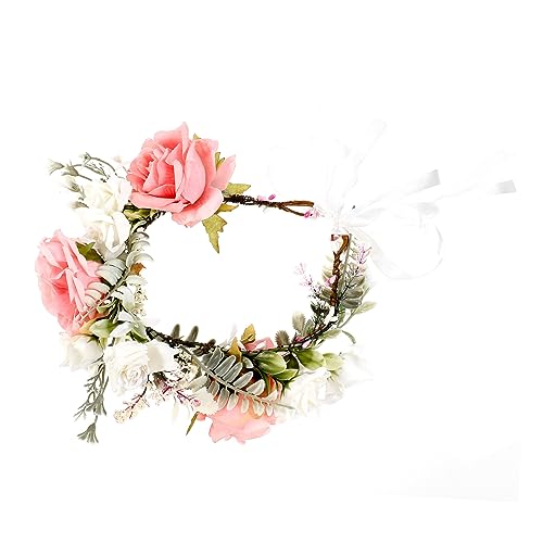 Beavorty Kranz Tiara Hochzeit Haarkranz Floraler Kopfschmuck Stirnband Mit Rosenblüten Hochzeits-haargirlande Stirnband Mit Blumengirlande Der Brautjungfer Stoff Die Blumen Fräulein von Beavorty