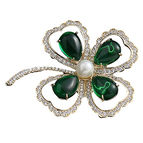 Beavorty Kleeblattförmige Brosche Weihnachts-metall-brustnadel Kleeblatt-kleidungsdekoration Festivalbrosche Für Damen Metallbrosche Mit Strass Party-accessoire Geschenkidee Für Feiertage von Beavorty