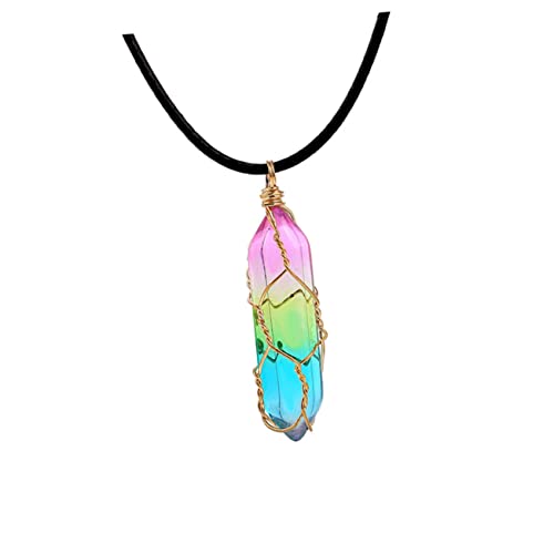 Beavorty Halskette mit Rautenschliff Geometrischer Anhänger Halsschmuck für Damen Farbenfrohe Halskette Geeignet für Besondere Anlässe von Beavorty