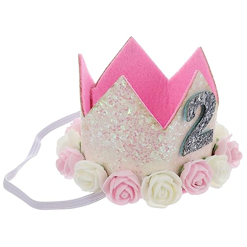 Beavorty Baby Krone Baby Blumenkrone Baby-geburtstags-kronen-stirnband Blumen-tiara-geburtstagshut Baby Haarband Geburtstagsblume Erste Geburtstagskappe Kleine Kleinkind Eva Schmücken von Beavorty