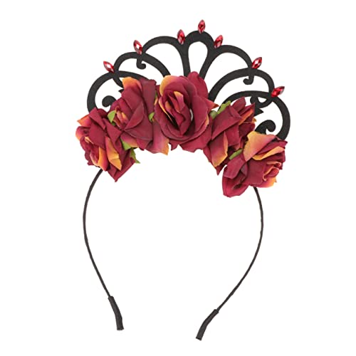 Beavorty Krone Stirnband Rosenblumenstirnband Halloween Halloween-haarreifen Rosenhaarschmuck Für Mädchen Haargummis Für Frauen Weihnachtsfeier Stirnband Blütenkopf Stoff Die Blumen Braut von Beavorty