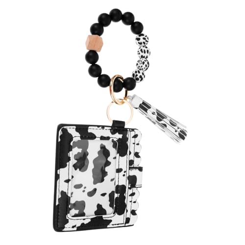 Beavorty Kuhdruckbrieftasche Mini Schlanke Brieftasche Kupplung Perlen Kuh Brieftasche Armband geldbörse Damen Clutch Lederhandtaschen für Mädchen Kurze Ledergeldbörse PU-Leder von Beavorty