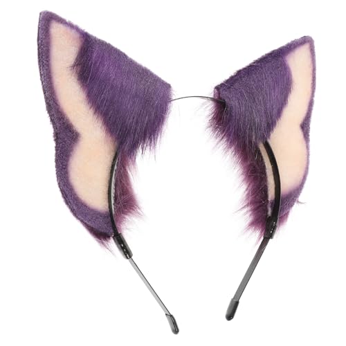 Beavorty Halloween-kostüm-kopfschmuck Kopfschmuck Mit Haarschmuck Für Mädchen Haargummis Halloween-cosplay-stirnband Flauschiges Party-haarbänder Violett Plüsch Ohr Damen Schmücken von Beavorty