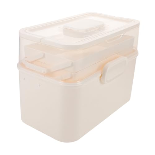 Beavorty Lagiger Faltbarer Organizer mit Deckel und Griff Multifunktionale Aufbewahrungsbox für Notfallmedikamente Kosmetik Nagelkunst und Bastelbedarf Semitransparent Tragbar für Zuhause von Beavorty