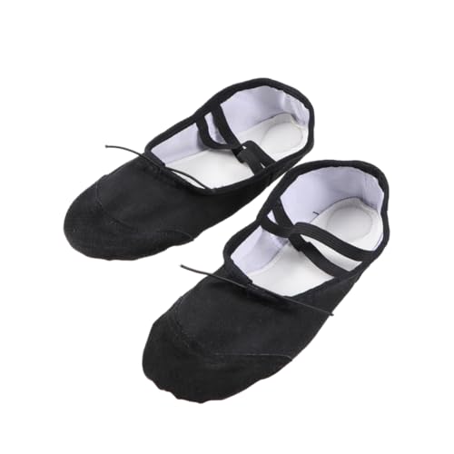Beavorty Leichte Ballettschuhe mit Rutschfester Sohle Elastischem Band Langlebigem Material Geeignet für Yoga Ballett und Tanz Damen und Schwarzes Canvas von Beavorty