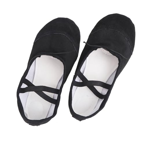 Beavorty Leichte Ballettschuhe mit Rutschfester Sohle Elastischem Band aus Robustem Canvas für Erwachsene Geeignet für Ballett Yoga Modernes und Gesellschaftstanz Schwarz von Beavorty