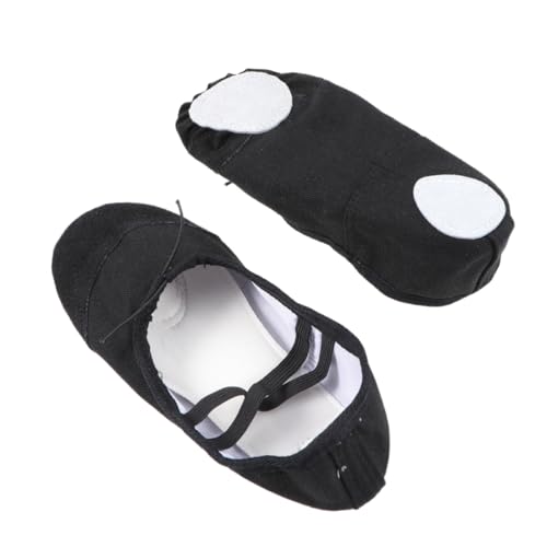 Beavorty Leichte rutschfeste Ballettschuhe mit Elastischem Band für Erwachsene Bequeme Tanzschläppchen aus Robustem Canvas Geeignet für Yoga Ballett Modern Dance Schwarz von Beavorty