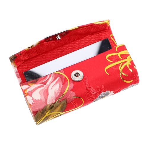 Beavorty Besticktes Lippenstift-Organizer Mit Blumenmuster Tragbarer Make-up-Halter Mit Spiegel Reise-Kosmetiktasche Für Frauen Rot von Beavorty
