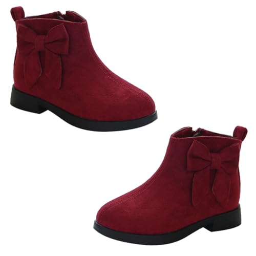 Beavorty Mädchen Winter Stiefeletten mit Schleife Rutschfeste Gummisohle Warme Ankle Boots für Herbst und Winter Bequeme Fütterung Klassisches Design Innenlänge von Beavorty