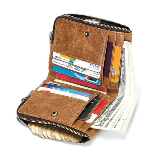 Beavorty Men Khaki RFID Geldbörse Echtem Anti-diebstahl Multifunktionale Herren Geldbörse Mit Karten Und Münzfach Slim Design Für Alltag Und Besondere Anlässe von Beavorty