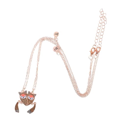 Beavorty Magnetische Halskette mit Herz Puzzle Anhänger Goldener Fuchs Schmuck für Mädchen Freundschaftskette mit Sicherem Legierungs Material Magnetverschluss für Einfachen Gebrauch von Beavorty