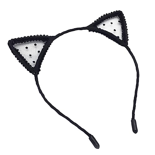 Beavorty Bandana Stirnband Spitzenstirnband Schwarzes Bandana-stirnband Make-up-haarband Stirnband Mit Katzenohren Party-stirnband Schal Punktmuster von Beavorty