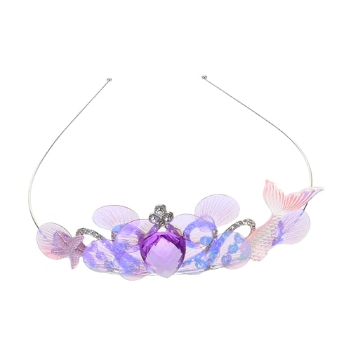 Beavorty Meerjungfrau Stirnband Meerjungfrauenschwanz-Stirnband Mädchen Krone Kopfbedeckung Haarbänder für kleine Mädchen Kostümzubehör für Mädchen Meerjungfrau-Krone Cosplay-Tiara Metall von Beavorty